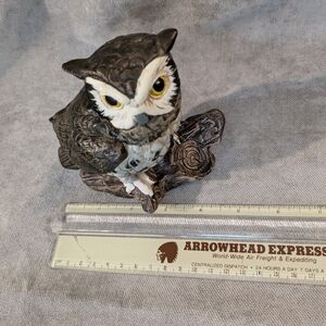 Norleans Owl Figurine 1970's Japan Chalk Brown Vintage